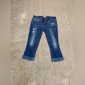 Y2K 00s grunge streetwear LEI Ashley Lowrise Rolled Hem Cropped Capri Jeans sz 9